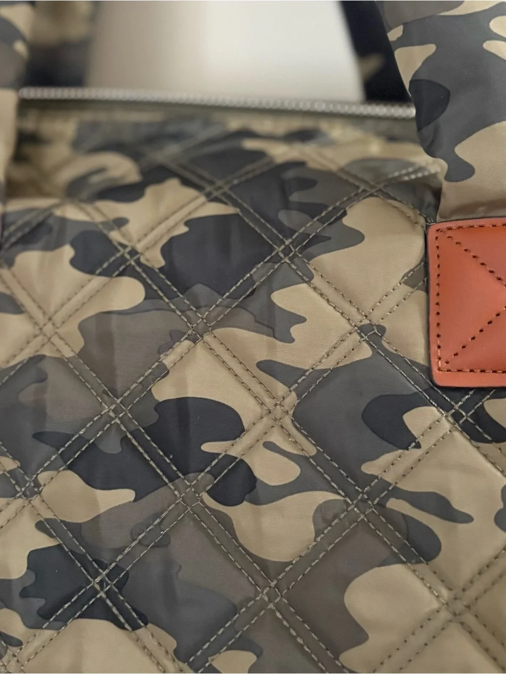 Joan & David Quilted Camo Nylon Weekender Travel Bag Large Tote w/Clear Pouch